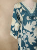 Teal Blue Floral Printed Design Cotton Anarkali Salwar Suit with Dupatta