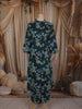 Teal Blue Floral Printed Design Cotton Straight Cut Salwar Suit