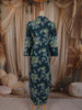 Teal Blue Floral Printed Design Cotton Straight Cut Salwar Suit