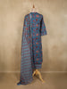 Teal Blue Floral Printed Design Cotton Straight Cut Salwar Suit with Dupatta