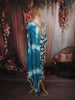 Teal Blue Floral Printed and Mirror Embroidered Design Cotton Straight Cut Salwar Suit with Matching Dupatta