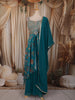 Teal Blue Floral Printed and Stone Embellished Design Georgette Palazzo Suit with Matching Dupatta