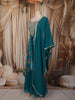Teal Blue Floral Printed and Stone Embellished Design Georgette Palazzo Suit with Matching Dupatta