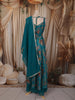 Teal Blue Floral Printed and Stone Embellished Design Georgette Palazzo Suit with Matching Dupatta