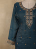 Teal Blue Floral Sequins And Beads Embroidered Design Organza Palazzo Suit with Dupatta