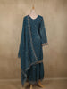 Teal Blue Floral Sequins And Beads Embroidered Design Organza Palazzo Suit with Dupatta
