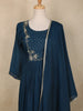 Teal Blue Floral Sequins Embroidered Anarkali Salwar Suit with Dupatta