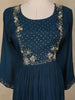 Teal Blue Floral Sequins Embroidered Anarkali Salwar Suit with Dupatta