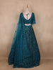 Teal Blue Floral Sequins Embroidered Bridesmaid Net Lehenga