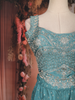 Teal Blue Floral Sequins Embroidered Crepe Palazzo Suit with Dupatta