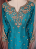 Teal Blue Floral Sequins Embroidered Design Crepe Palazzo Suit