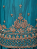 Teal Blue Floral Sequins Embroidered Design Crepe Palazzo Suit
