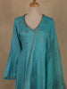 Teal Blue Floral Sequins Embroidered Silk Cotton Anarkali Salwar Suit with Dupatta