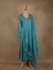 Teal Blue Floral Sequins Embroidered Silk Cotton Anarkali Salwar Suit with Dupatta