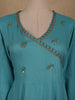 Teal Blue Floral Sequins Embroidered Silk Cotton Anarkali Salwar Suit with Dupatta