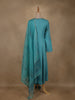 Teal Blue Floral Sequins Embroidered Silk Cotton Anarkali Salwar Suit with Dupatta