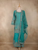 Teal Blue Floral Sequins and Thread Embroidered Design Georgette Palazzo Suit