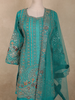 Teal Blue Floral Sequins and Thread Embroidered Design Georgette Palazzo Suit