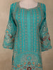 Teal Blue Floral Sequins and Thread Embroidered Design Georgette Palazzo Suit