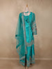 Teal Blue Floral Sequins and Thread Embroidered Design Georgette Palazzo Suit