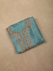 Teal Blue Floral Sequins and Thread Embroidered Design Tussar Silk Unstitched Salwar Material with Dupatta