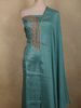 Teal Blue Floral Sequins and Thread Embroidered Design Tussar Silk Unstitched Salwar Material with Dupatta