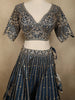 Teal Blue Floral Sequins and Zari Embroidered Design Banarasi Silk Lehenga with Dupatta