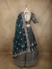 Teal Blue Floral Sequins and Zari Embroidered Design Banarasi Silk Lehenga with Dupatta