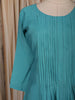 Teal Blue Floral Thread Embroidered Design Cotton Anarkali Salwar Suit with Dupatta