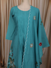 Teal Blue Floral Thread Embroidered Design Cotton Anarkali Salwar Suit with Dupatta