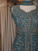 Teal Blue Floral Thread Embroidered Design Georgette Palazzo Suit with Choker Dupatta