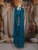 Teal Blue Floral Thread Embroidered Design Georgette Palazzo Suit with Choker Dupatta
