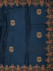 Teal Blue Floral Thread Embroidered Design Pure Tussar Party Wear Saree with Floral Border