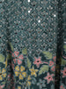 Teal Blue Floral Thread and Mirror Embroidered Design Net Lehenga with Dupatta