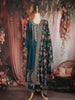 Teal Blue Floral Thread and Sequins Embroidered Design Crepe Palazzo Suit