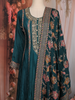 Teal Blue Floral Thread and Sequins Embroidered Design Crepe Palazzo Suit