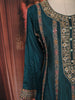 Teal Blue Floral Thread and Sequins Embroidered Design Crepe Palazzo Suit