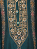 Teal Blue Floral Thread and Sequins Embroidered Design Crepe Palazzo Suit