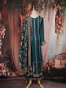 Teal Blue Floral Thread and Sequins Embroidered Design Crepe Palazzo Suit