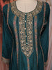 Teal Blue Floral Thread and Sequins Embroidered Design Crepe Palazzo Suit