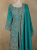 Teal Blue Floral Thread and Zari Embroidered Design Georgette Lehenga