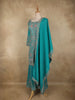 Teal Blue Floral Thread and Zari Embroidered Design Georgette Lehenga