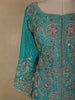 Teal Blue Floral Thread and Zari Embroidered Design Georgette Lehenga