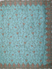 Teal Blue Floral Vine Embroidered Design Net Fancy Saree with Scalloped Border
