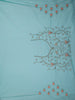Teal Blue Floral Vine Embroidered Design Net Fancy Saree with Scalloped Border