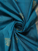 Teal Blue Floral Butta Woven Design Pure Kanchipuram Silk Saree with Contrast Floral Zari Border