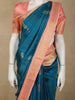 Teal Blue Floral Butta Woven Design Pure Kanchipuram Silk Saree with Contrast Floral Zari Border