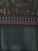 Teal Blue Floral Woven Design Semi Silk Saree with Zari Border
