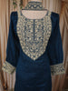 Teal Blue Floral Zari Embroidered Design Silk Straight Cut Salwar Suit with Choker Dupatta