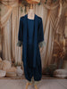 Teal Blue Floral Zari Embroidered Design Silk Straight Cut Salwar Suit with Choker Dupatta